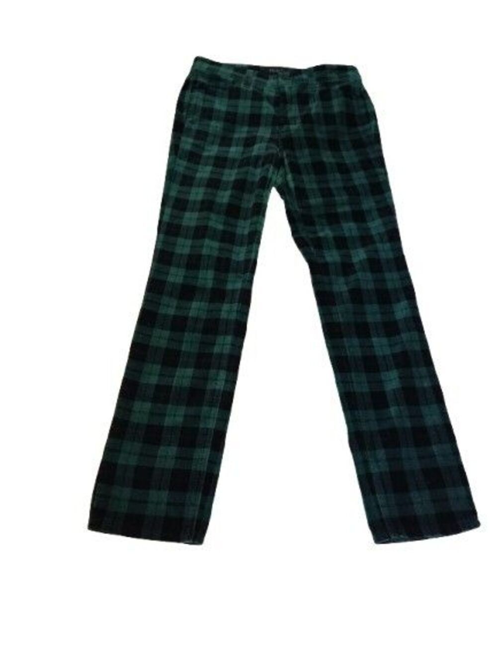 Talbots Velveteen Straight Leg Pants NWOT 2P Green Black Plaid Tartan Corduroy